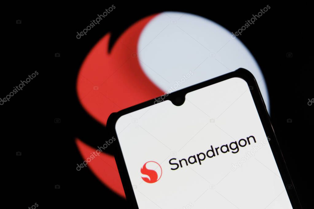 Bandung, Indonesia - September 30, 2025: In this photo illustration, Qualcomm logo is displayed on a smartphone.