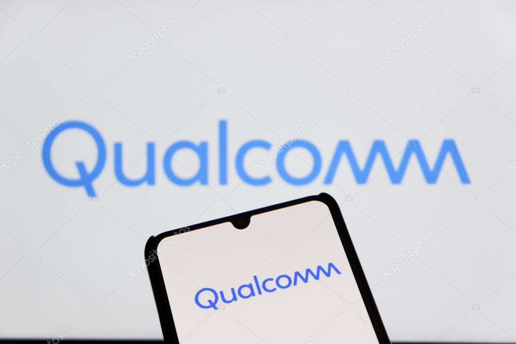 Bandung, Indonesia - September 30, 2025: In this photo illustration, Qualcomm logo is displayed on a smartphone.