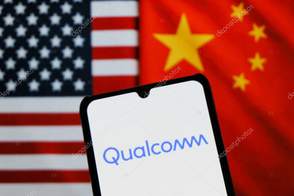 Bandung, Indonesia - September 30, 2025: In this photo illustration, Qualcomm logo is displayed on a smartphone.