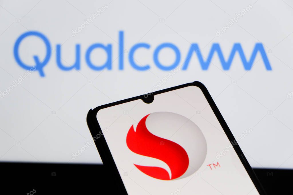 Bandung, Indonesia - September 30, 2025: In this photo illustration, Qualcomm logo is displayed on a smartphone.