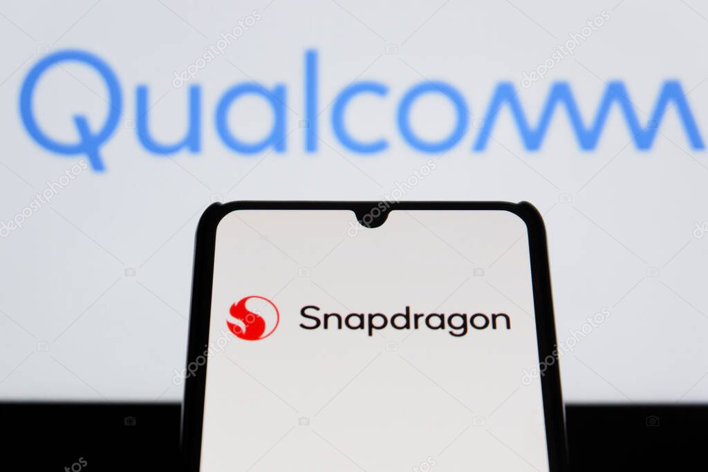 Bandung, Indonesia - September 30, 2025: In this photo illustration, Qualcomm logo is displayed on a smartphone.