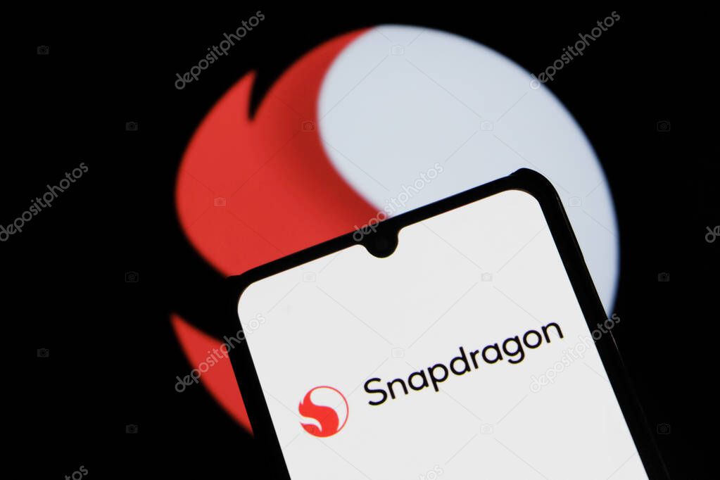 Bandung, Indonesia - September 30, 2025: In this photo illustration, Qualcomm logo is displayed on a smartphone.