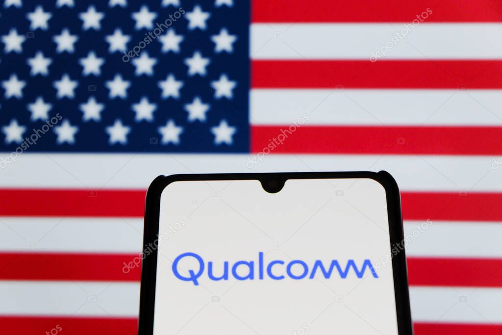 Bandung, Indonesia - September 30, 2025: In this photo illustration, Qualcomm logo is displayed on a smartphone.