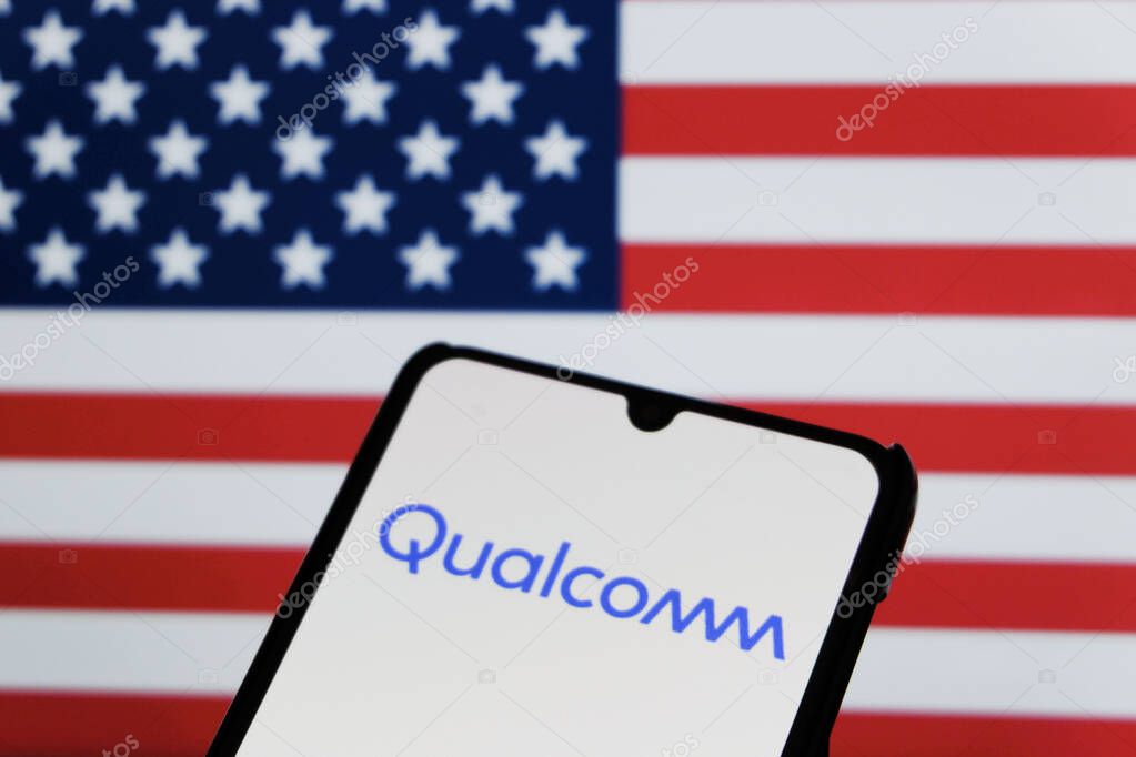 Bandung, Indonesia - September 30, 2025: In this photo illustration, Qualcomm logo is displayed on a smartphone.
