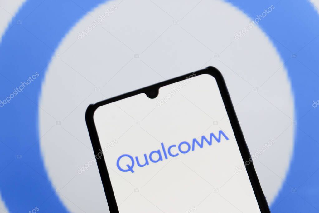 Bandung, Indonesia - September 30, 2025: In this photo illustration, Qualcomm logo is displayed on a smartphone.