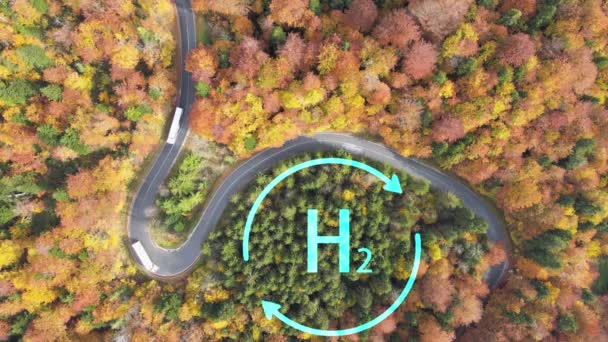 Camioane Autonome Transport Care Conduc Combustibilul Hidrogen Rezervoare Animație — Videoclip de stoc