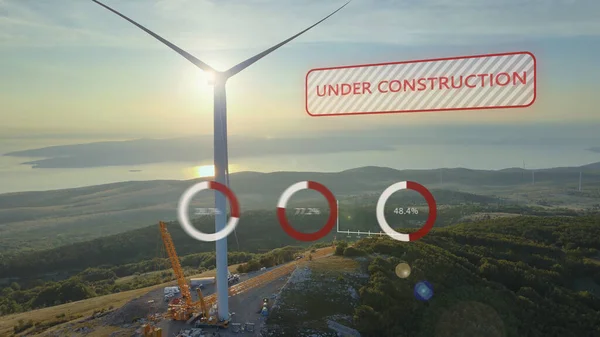 Graphical representation about progress of windmill energy construction project