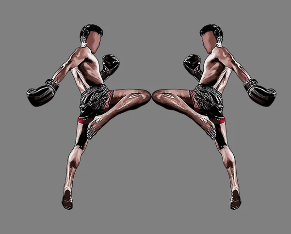Modèle Vectoriel Thaiboxing Pour Conception Graphique — Image vectorielle