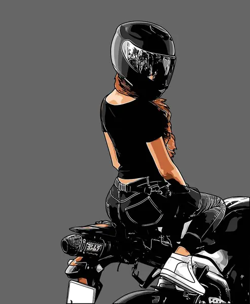 Modelo Vetor Motociclista Senhoras Para Necessidades Design Gráfico —  Vetores de Stock