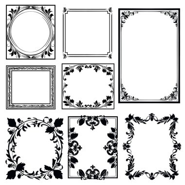 Baroque Mirror harika set koleksiyonunu çerçeveledi. Vektör Fransız lüks, zengin, karmaşık süsler. Viktorya dönemi Kraliyet tarzı dekorlar. Antika yuvarlak çerçeve. Dekoratif barok filigran sınırı. Vintage vektör çerçevesi. 