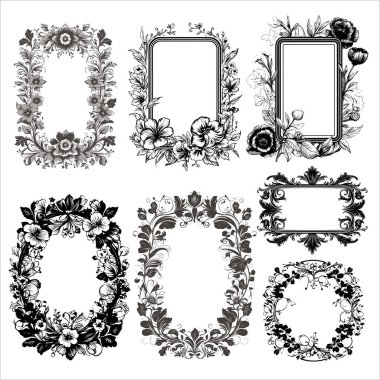Baroque Mirror harika set koleksiyonunu çerçeveledi. Vektör Fransız lüks, zengin, karmaşık süsler. Viktorya dönemi Kraliyet tarzı dekorlar. Antika yuvarlak çerçeve. Dekoratif barok filigran sınırı. Vintage vektör çerçevesi. 
