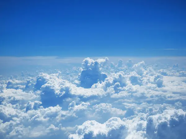 Aerial View White Fluffy Clouds Flight Clouds View Clouds Airplane Stock Image