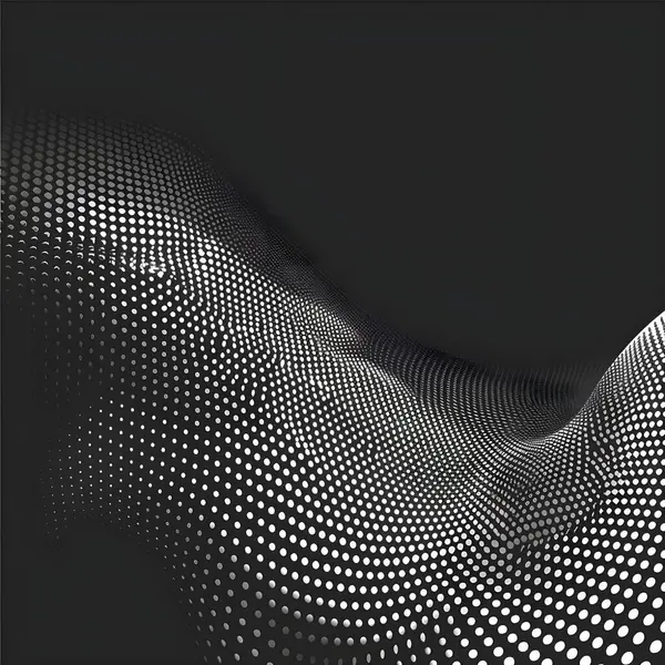 Monochrome printing raster. Dotted illustration. Abstract halftone background. Black and white texture of dots. Halftone wave. Abstract dotted background. Texture of black dots. Monochrome gradient background.