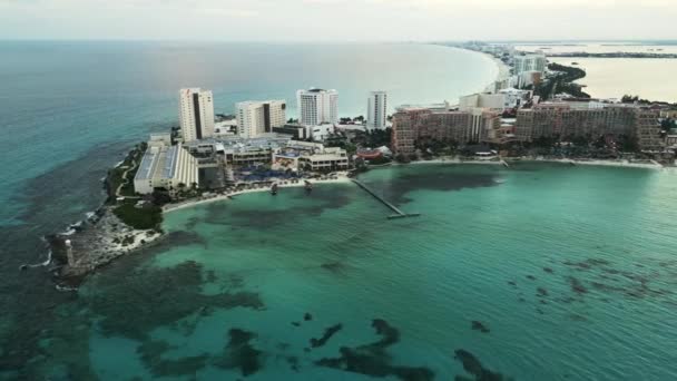 Повітря Над Зоною Готелю Канкун Мексиканська Пріоритетна Майя Літати Дрон — стокове відео