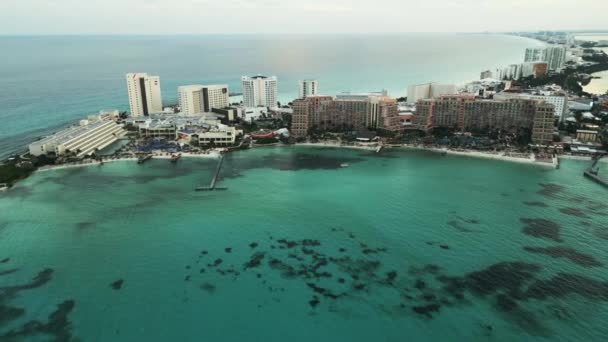 Légi Cancun Hotel Üdülőhely Zóna Érintetlen Óceán Tiszta Víz Karib — Stock videók
