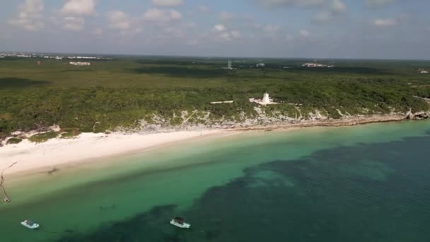 Ruine Von Tulum Der Riviera Maya Mexiko Luftaufnahmen Karibik Meer — Stockvideo