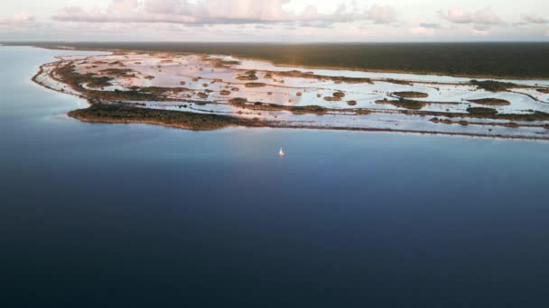 Мексика Бакалар Повітряний Захід Сонця Семи Кольорів Лагуна Озеро Курорт — стокове відео
