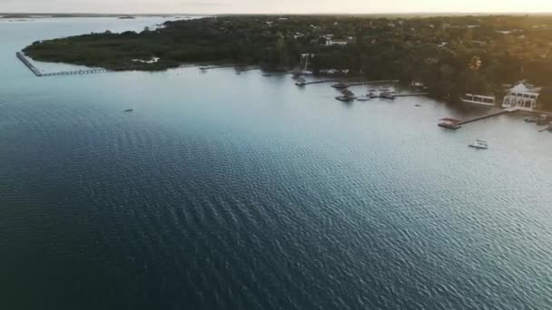 Luchtfoto Van Zeven Kleuren Lagune Reisparadijs Mexico Bacalar Drone Beelden — Stockvideo