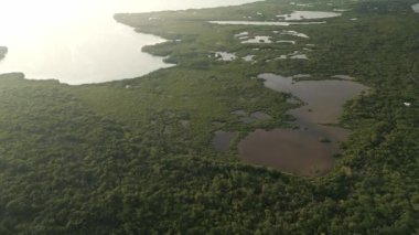 Sian Kaan doğal yaşam alanı parkı Tulum Mexico Karayip İHA 'sı, Riviera Maya' nın varış noktasının üzerinde. 