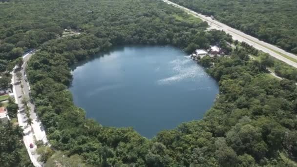 Antena Bacalar Meksykański Cenote Drone Materiał — Wideo stockowe