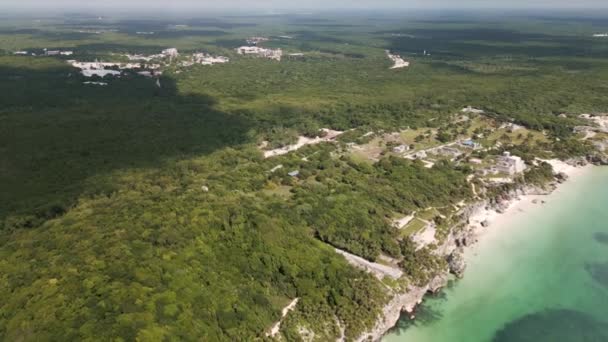 Drone Vliegen Boven Maya Ruïnes Historische Oude Beschaving Site Mexico — Stockvideo