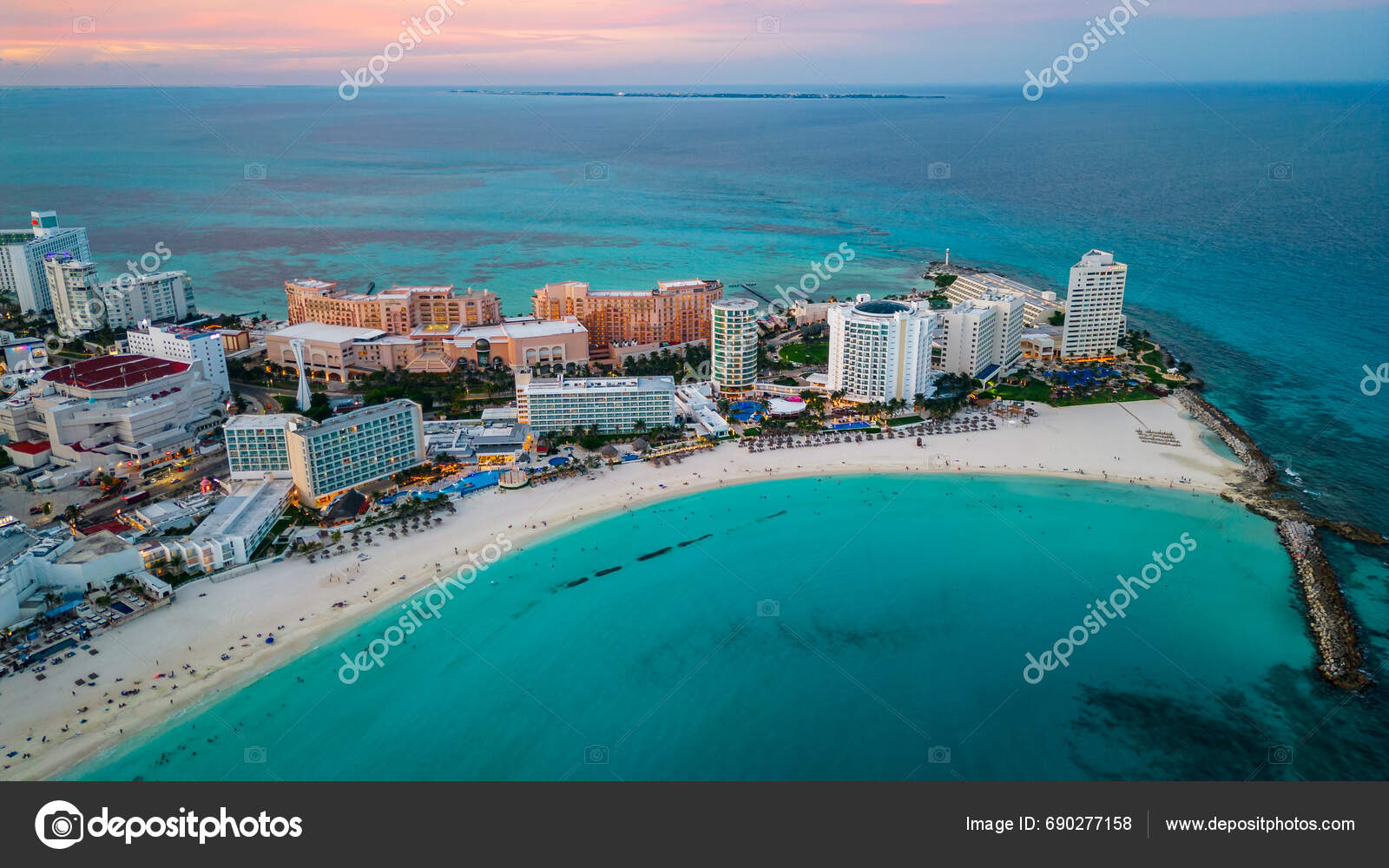 Aéreo Del Distrito Zona Hotelera Destino Turístico Famoso Mar Caribe ...