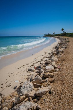 Tulum Sian Ka 'an' da doğal park biyosferi rezervi Punta Allen deniz fenerinin havadan yüksek açısı