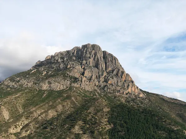 Wapienny Grzbiet Skalny Els Castellets Sella Patrząc Północny Zachód Puig — Zdjęcie stockowe