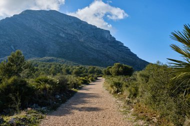 İspanya, Denia 'daki Montgo Massif manzarası. Fil Dağı ve Montgo Dağı olarak da bilinir. Parc Natural del Montgo, Javea, İspanya. 
