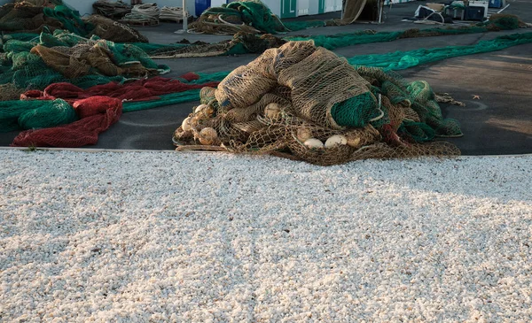 Fishing nets.Pile commercial fish nets and gill nets