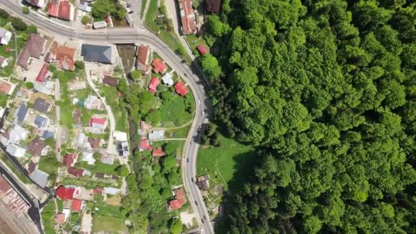 Das Dorf Azuga Von Oben Prahova Rumänien — Stockvideo