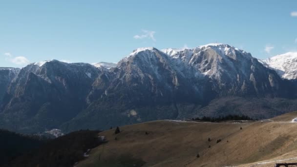 Зимний Горный Пейзаж Мирная Природа Зимой Горах Бучеги Румыния Первый — стоковое видео