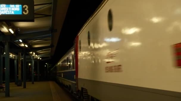 Bust Train Station Romania 2023 Toget Kommer Til Stasjonen Reise – stockvideo