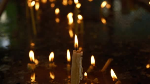 Kerkkaarsen Branden Orthodoxe Kerk Kaarsen Branden Orthodoxe Kerk Christelijk Geloof — Stockvideo