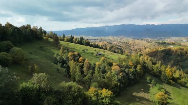 Krásná Vzdušná Venkovská Krajina Podzimním Lesem Horách Podzimní Sezóna Scénická — Stock video