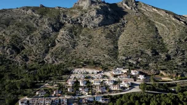 Passeio Drone Moradias Com Vista Para Montanha Cidade Murla Espanha — Vídeo de Stock