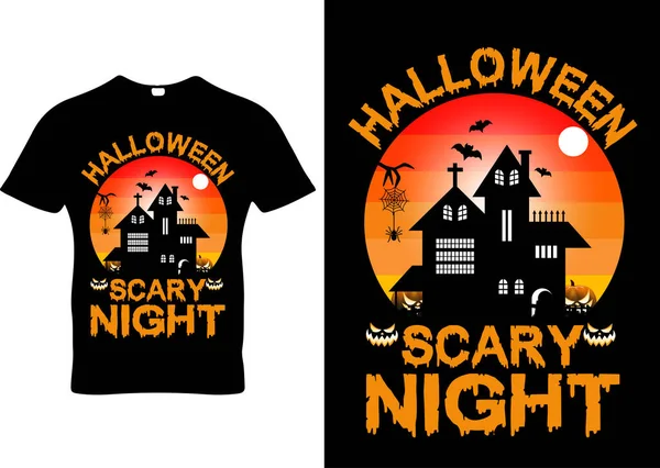 Halloween Děsivé Noční Tričko Design Pod — Stockový vektor