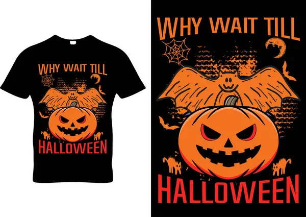 Halloween Dýně Bat Vektor Shirt Design Print Ready — Stockový vektor