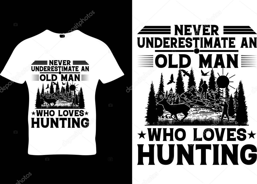 Old man loves Hunting t-shirt design print