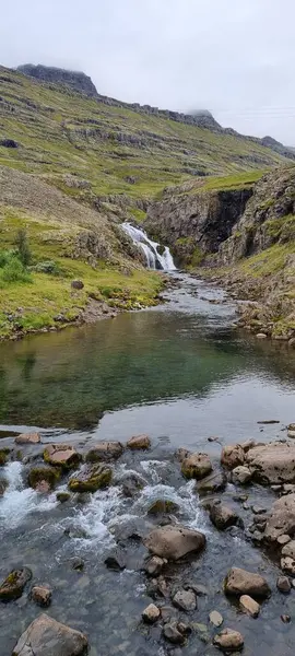 Iceland Seydisfjordur Landscape Waterfall — Stock Photo, Image
