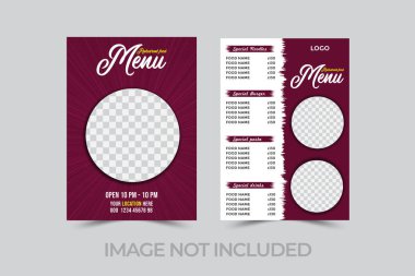 Restoran menü şablonu tasarımı. vektör illüstrasyonu