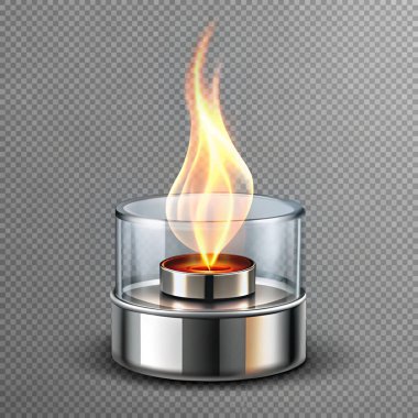 Şeffaf arkaplanda yanan gerçekçi bir mum.