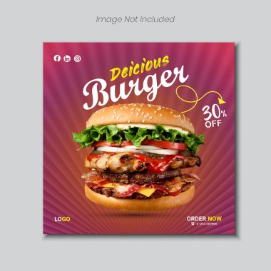 yaratıcı burger menüsü pankart şablon tasarımı