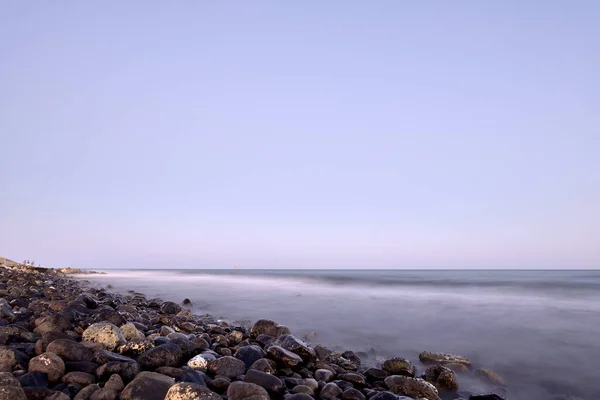 Захід Сонця Пляжі Марбельї Іспанія Місцем Вище Реклами — стокове фото
