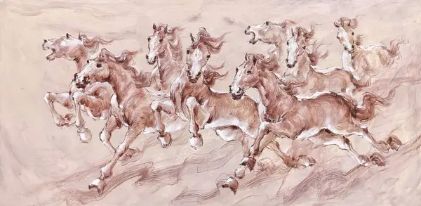 Koşan at tuvali yağlı boya tablo, modern sanat, güzel bir portre, tuvaldeki yağlı boya resim.