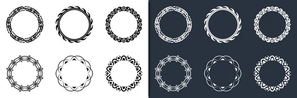 Dekoracyjne Okrągłe Ramy Projektowania Six Circle Boredrs Dwóch Kolorach Okrągła — Wektor stockowy