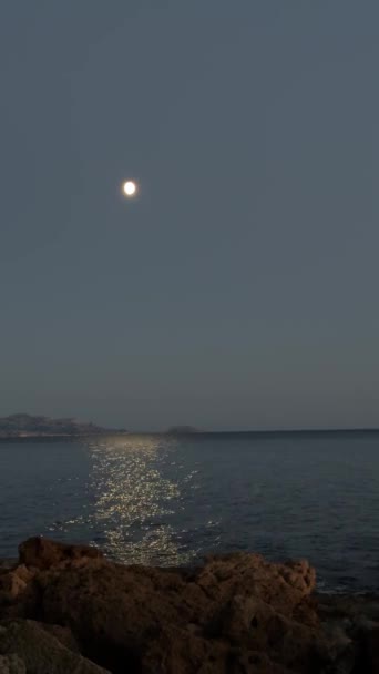 Moonrise Mediterranean Sea — Stock Video