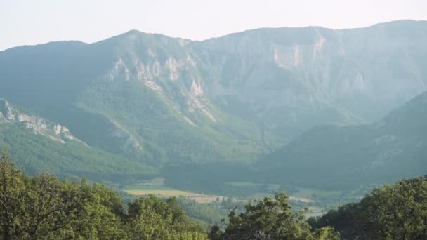 Dolina Jabron Latem Alpy Francuskie Panoramiczne Lewej Prawej Górze Bujne — Wideo stockowe