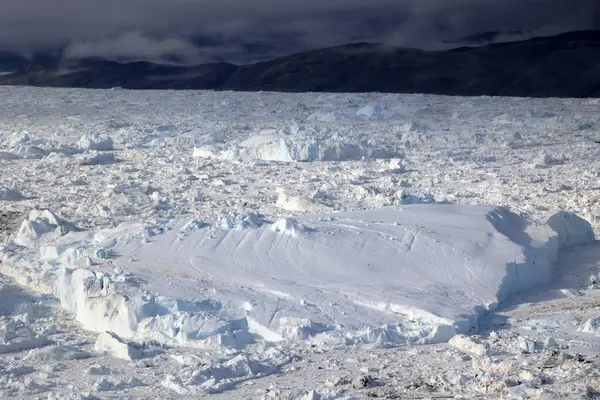 Άποψη Των Παγόβουνων Στο Ilulissat Icefjord Στο Disko Bay Δει — Φωτογραφία Αρχείου