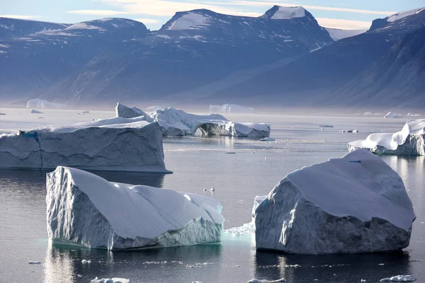 格陵兰岛 乌曼纳克峡湾的冰山 西格陵兰岛北部的大峡湾系统 — 图库照片